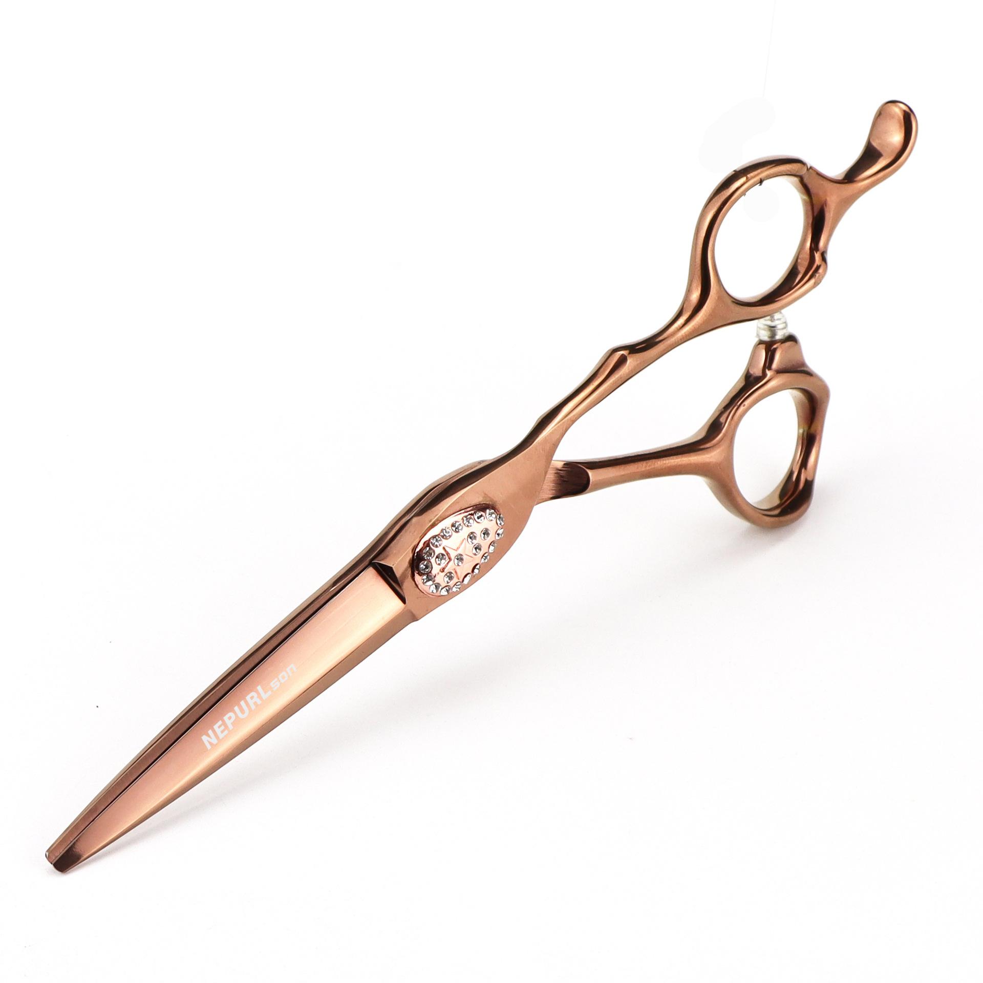 FBS-01 Bronze Gold, Neptune Beauty Hair Scissors Straight Cutting Teeth Cutting Thin Cutting Hair Salon Special Foreign Trade Explosion Fbs-01 bronze gold 6.0inch flat shear