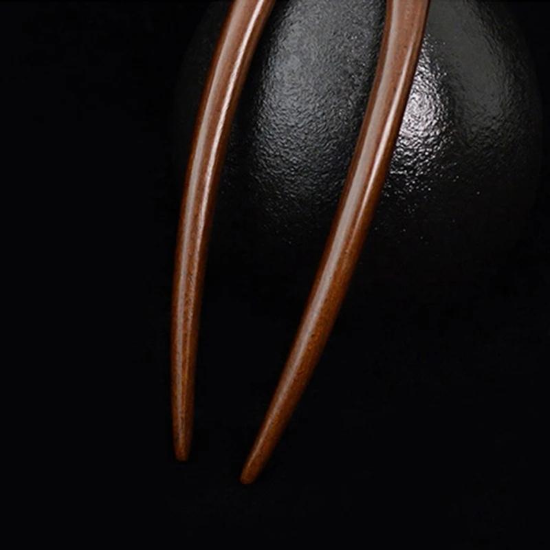 Artistic Cats Pattern Wood Hairpin Unique Hair Fork Ethnic Style Hairpin for Women Girls Ethnic Style Hair Accessories