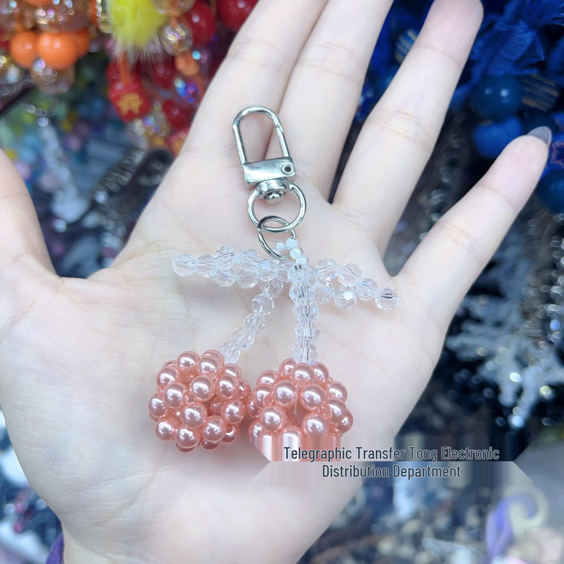 Korean Cute Design Handmade Woven Bow Pearl Earphone & Phone Case Lanyard Charm