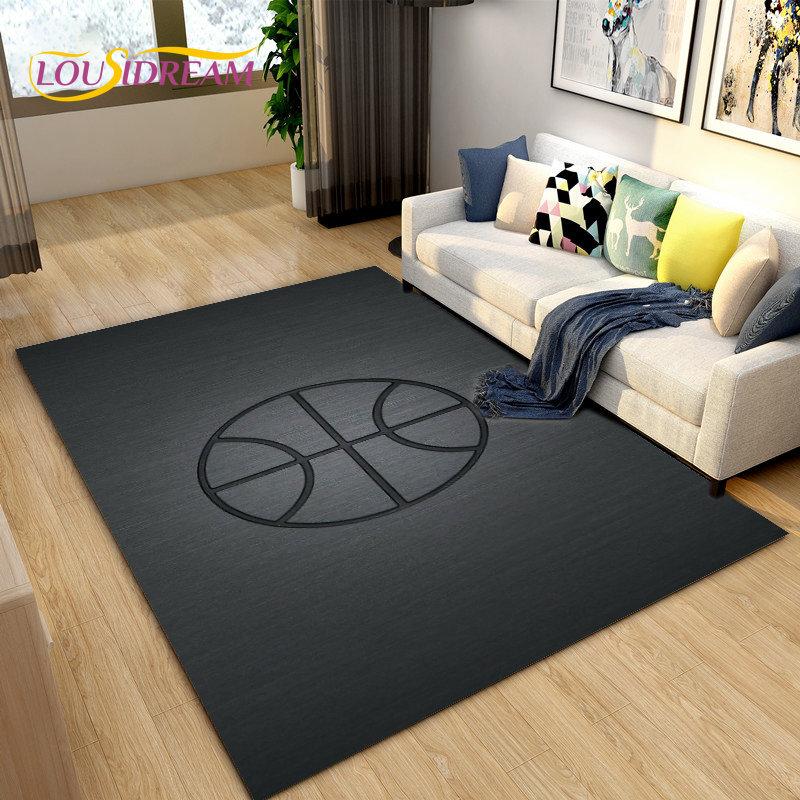 3D Basketball Basketball Cour Area Rug,Carpet Rug for Living Room Bedroom Sofa Doormat Decoration,Kids Play Non-slip Floor Mat