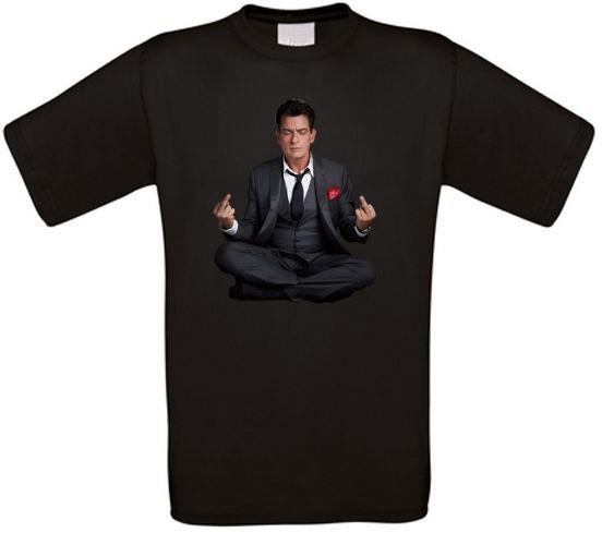 Charlie Sheen Two and a Half Men Charlie Harper Meditation T-Shirt M