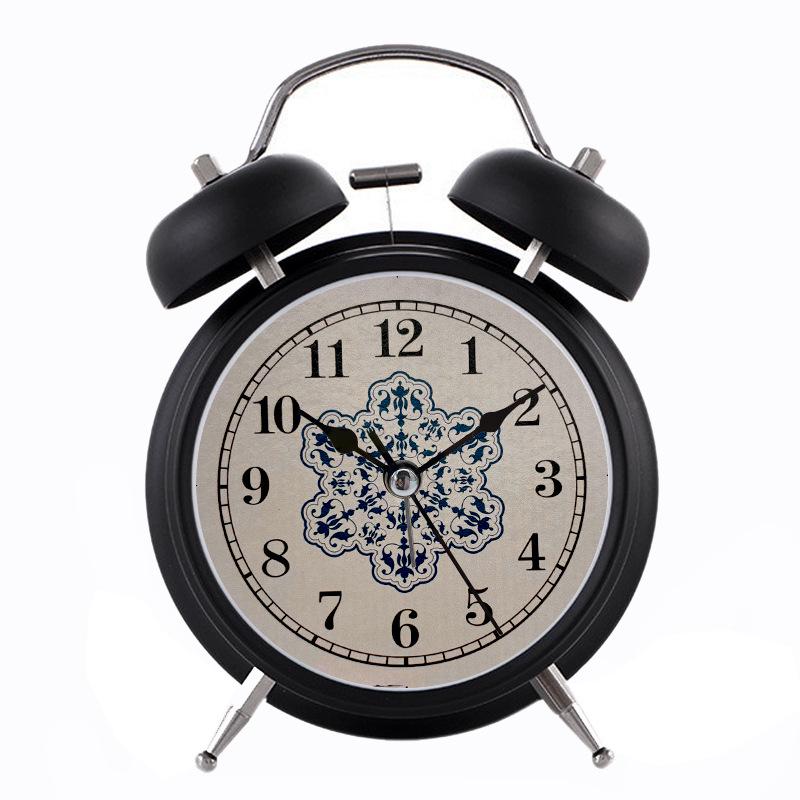 4" Silent Metal Alarm Clock with Light & Customizable Logo for Kids/Students