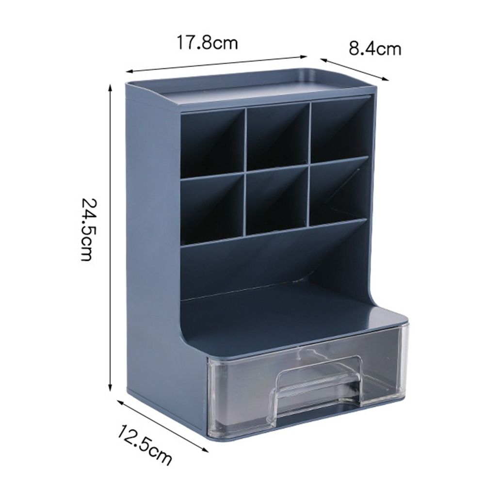 6-Grid Oblique Pen Holder Solid Color Cosmetics Storage Box Stationary Organizer Home