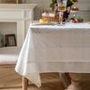 Nappe en coton blanc à volants français, décoration de table à thé, couverture de table rectangulaire pour cuisine, mariage, décoration de fête