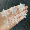 6PCS Colorful Glitter Silver Christmas Snowflakes Head Flat back Acrylic Sheet Miniature Pattern Applique DIY Decor Art Crafts