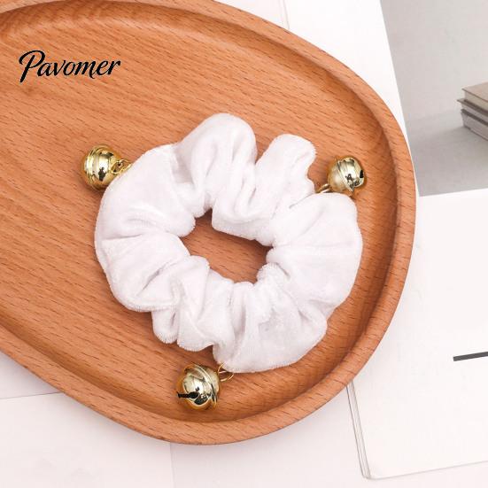 Christmas Stocking Stuffers Velvet Hair Scrunchies with Bells, Elastic Ties for Women Girls, Retro Holiday Ponytail Holders Winter Festive Hairstyles