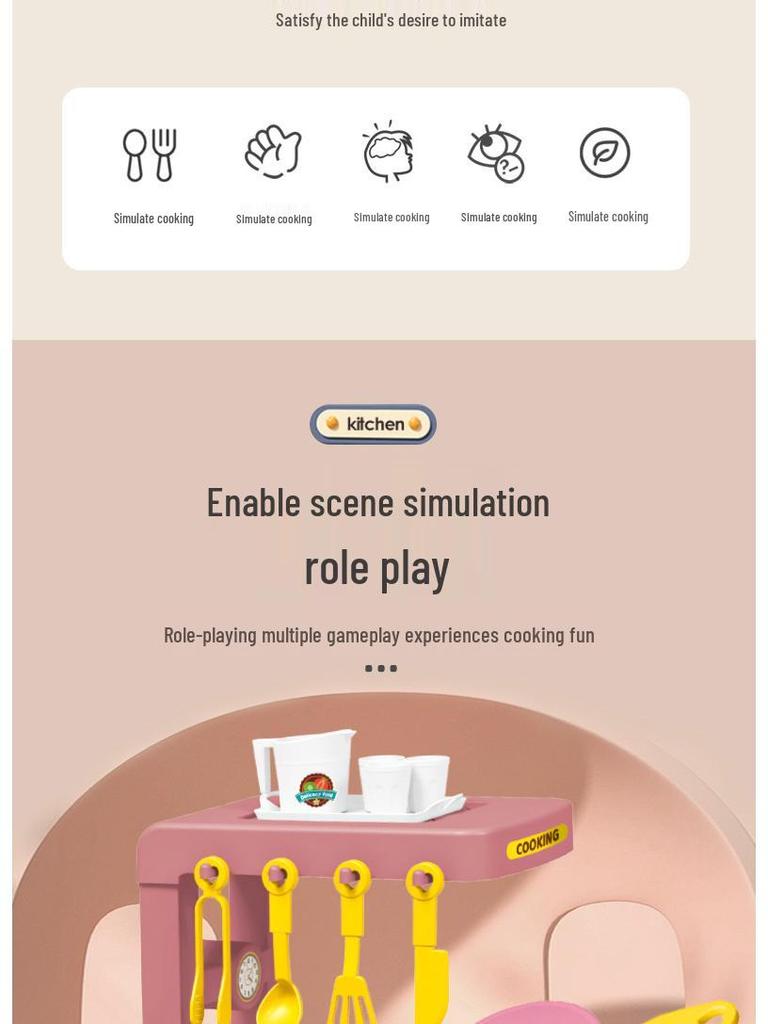 Kids' Cross-Border Kitchen Playset: Mini Cooking & Dining Simulation Toys for Boys and Girls