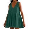 Women's Summer Sleeveless  Dress Casual Loose V-neck Tank Top With Pockets