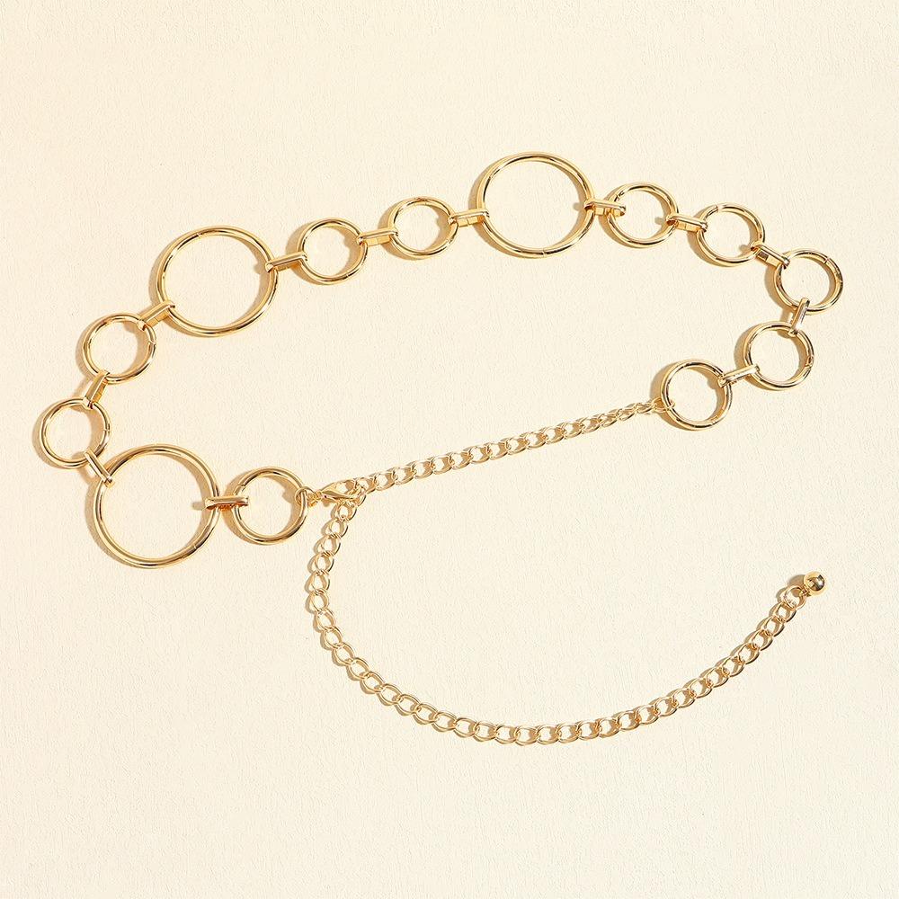 Luxury Women's Waist Chain Large Circle Shape Hollow Ring Waist Chain  Fashion Accessories Belt