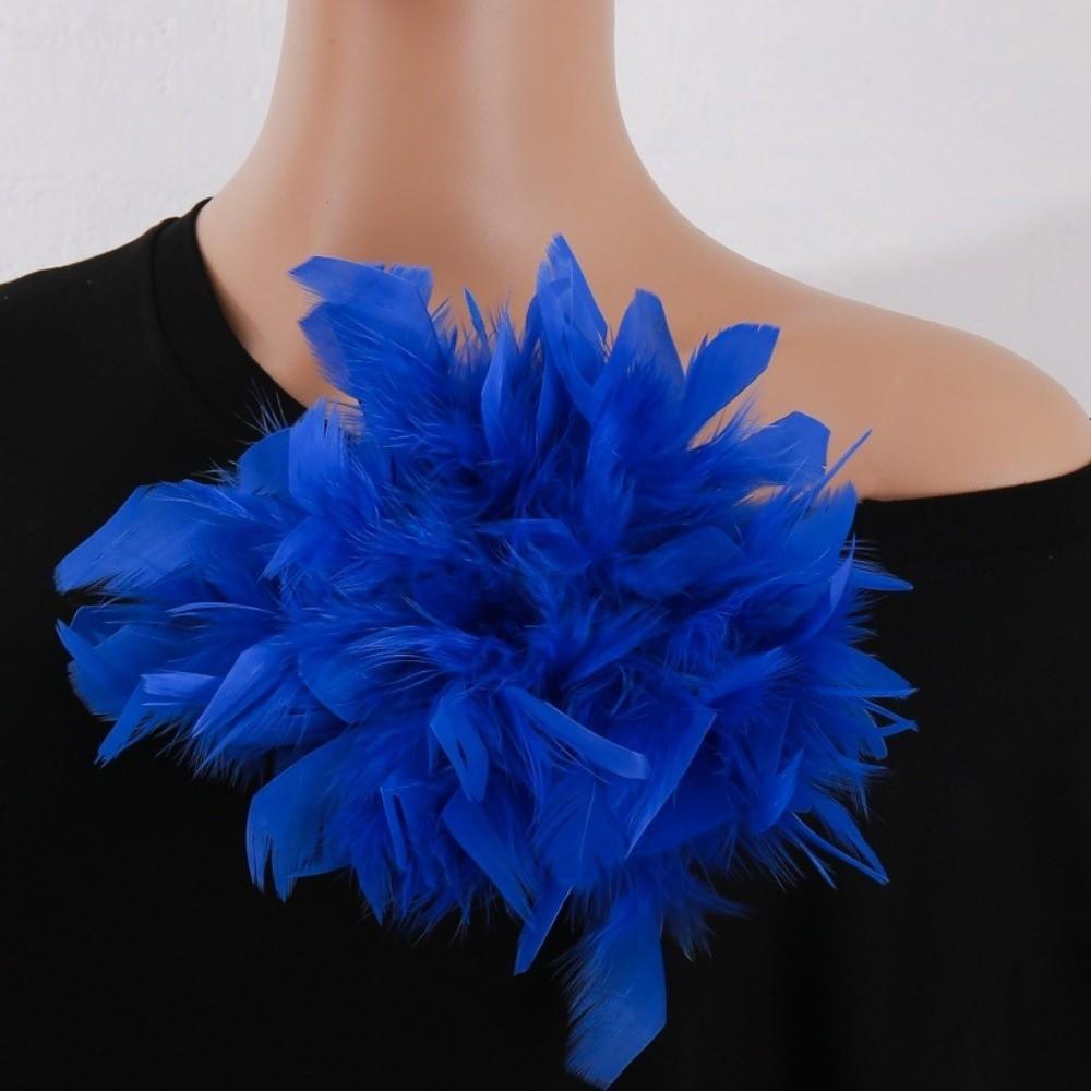 Faux Feather Fabric Corsage Large Lapel Pin Chic 16cm Flower Brooch Mother's Day