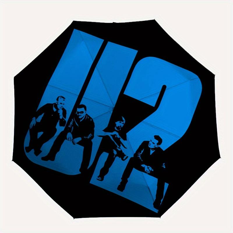 

1pc U2 Band Automatic Umbrella Durable Iron Frame & Plastic Handle, Gift for Men & Women, Sturdy Construction,Playful Design yy250826207