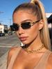 1PCS Square Rimless Sunglasses Outdoor Leisure Sun Shades with Decorative Leg Pattern Design for Strolls And Casual Wear
