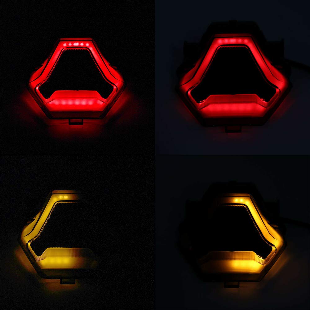 YUANYE Yamaha YZF R3 R25 Y15ZR MT07 FZ07 LC150 Motorcycle LED Tail Light Rear Brake Turn Signal Indicator Lamp Tail Light MT-07 (Black)