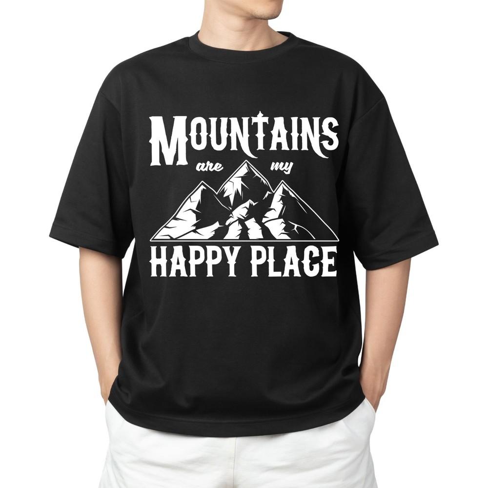 Mountains Are My Happy Place  T-shirt Men's Women's Tops Tees
