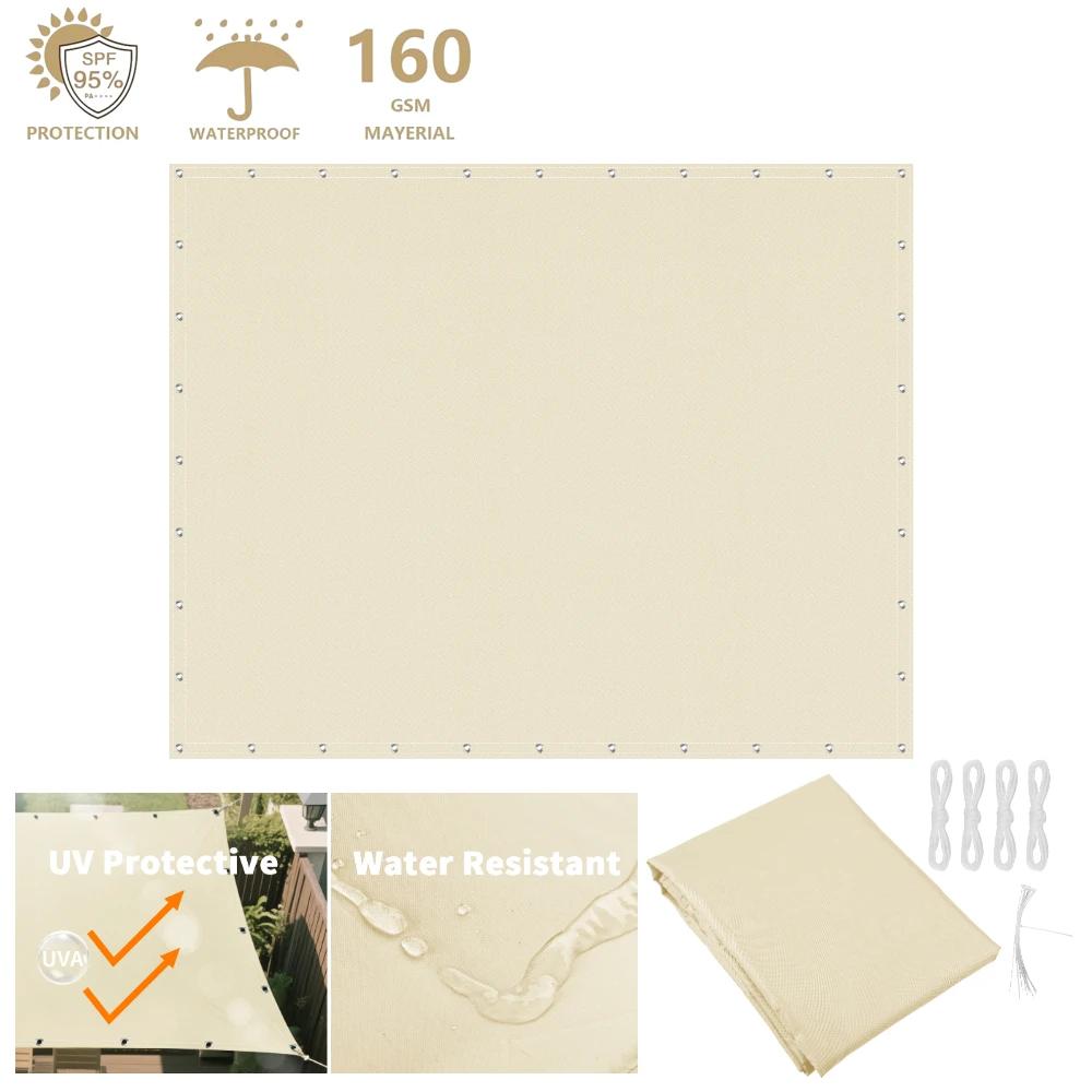 

Waterproof Awning 95%UV Block Sun Shade Sail Garden Privacy Screen For Car Canvas Pergola Cover Canopy Sun-Shelter Sunshade Sail 2x2M бежевый