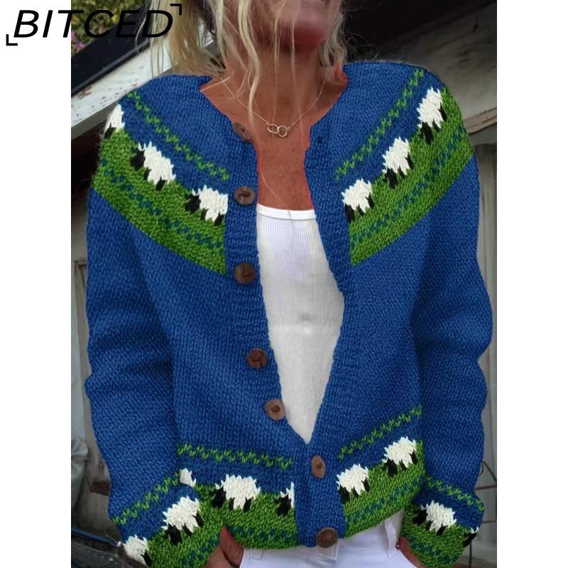 BITCED Women's Cardigan Sweater - Color-Blocked Oversized Knit Top