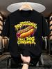 1pc Teenager'S Graphic T-Shirt Graffiti Style Professional Hot Dog Consumer Short Sleeve Crew Neck for Teenagers, for Teenager, For Teenager