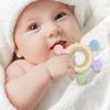 Food Grade Baby Silicone Teether Rudder Shape Wooden Ring Teething Toys BPA Free Infant Chewing Nursing Toy Newborn Gifts