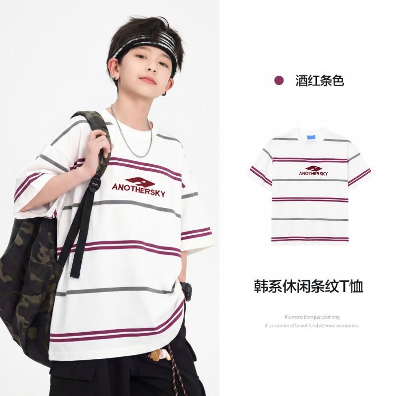 Boys Striped T-Shirt Ice-Feel Short Sleeve Streetwear Top Kids 2026