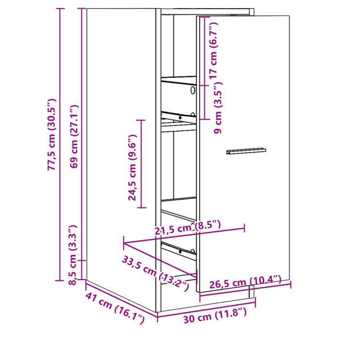 VidaXL Armoire d'apothicaire chêne artisanal bois d'ingénierie, coffre d'apothicaire, meuble d'apothicaire, coffre à tiroirs 855159