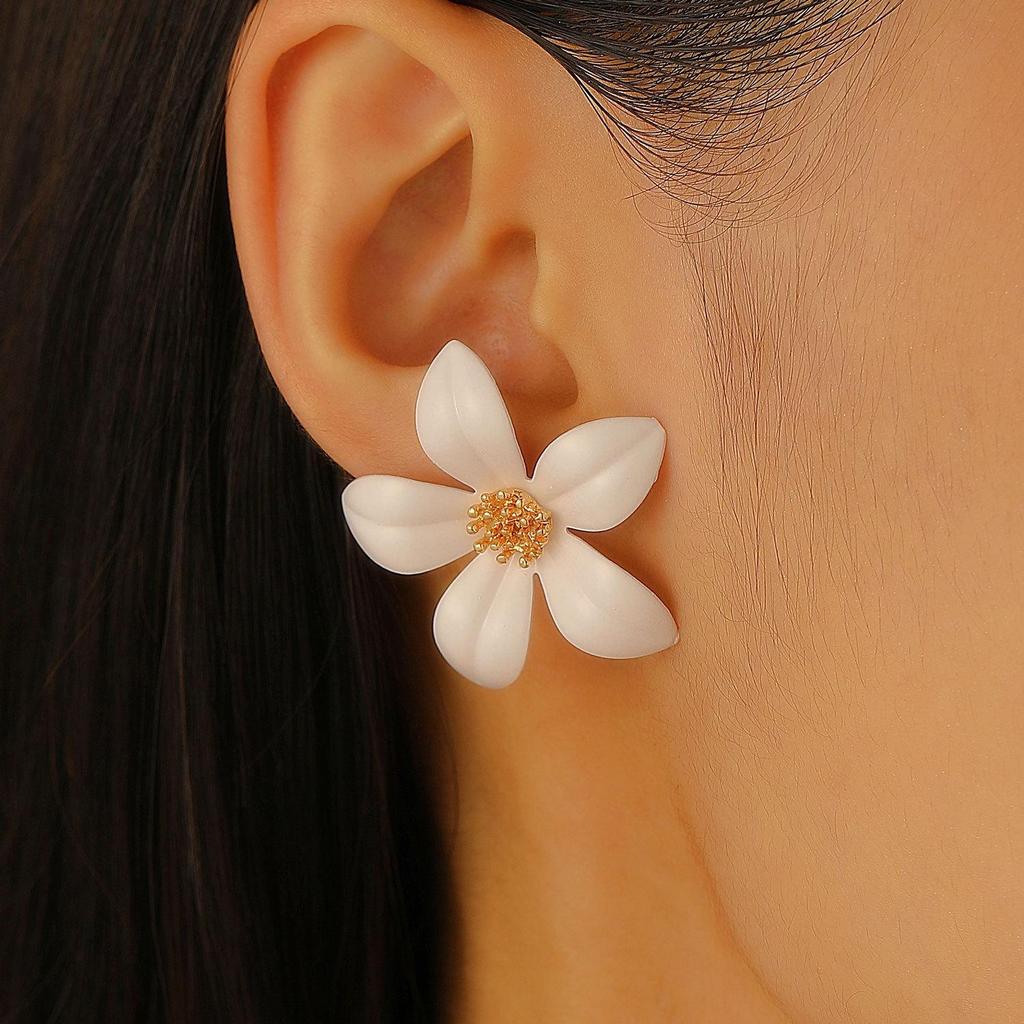 Trendy Multicolor Flower Drop Earrings for Women – Elegant & Slimming European/American Style