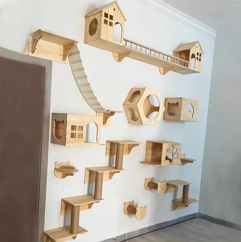 Wall-Mounted Solid Wood Cat Bed: An Aerial Retreat—Space-Saving, Stylish, and Practical
