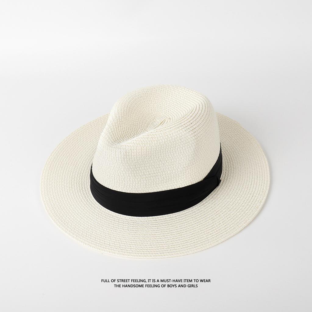 Panama straw hat women's summer sun protection visor men's summer seaside sun hat travel team building beach hat