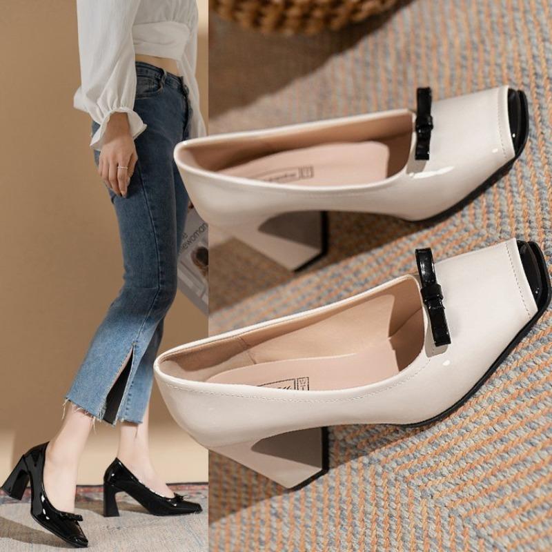 Fashion Spring Fashion New Style Shallow Mouth Square Toe Pumps Comfortable Elegant High Heels Square Toe Color Matching Women's Shoes