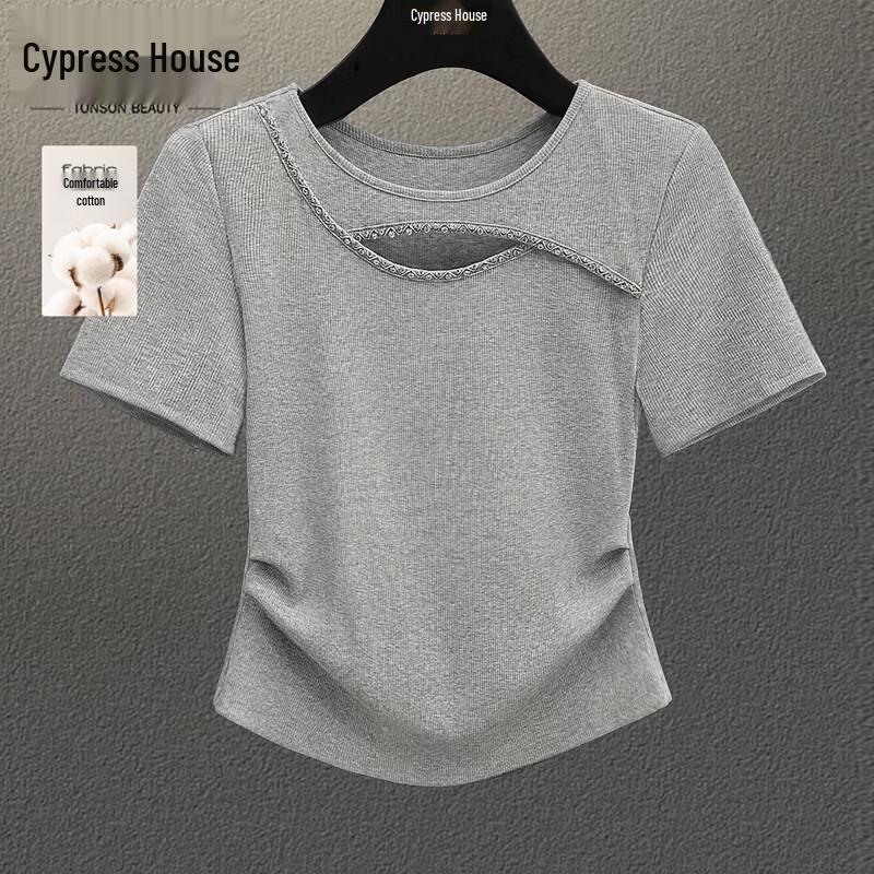 Women s Solid Round Neck Slim-Fit T-Shirt L