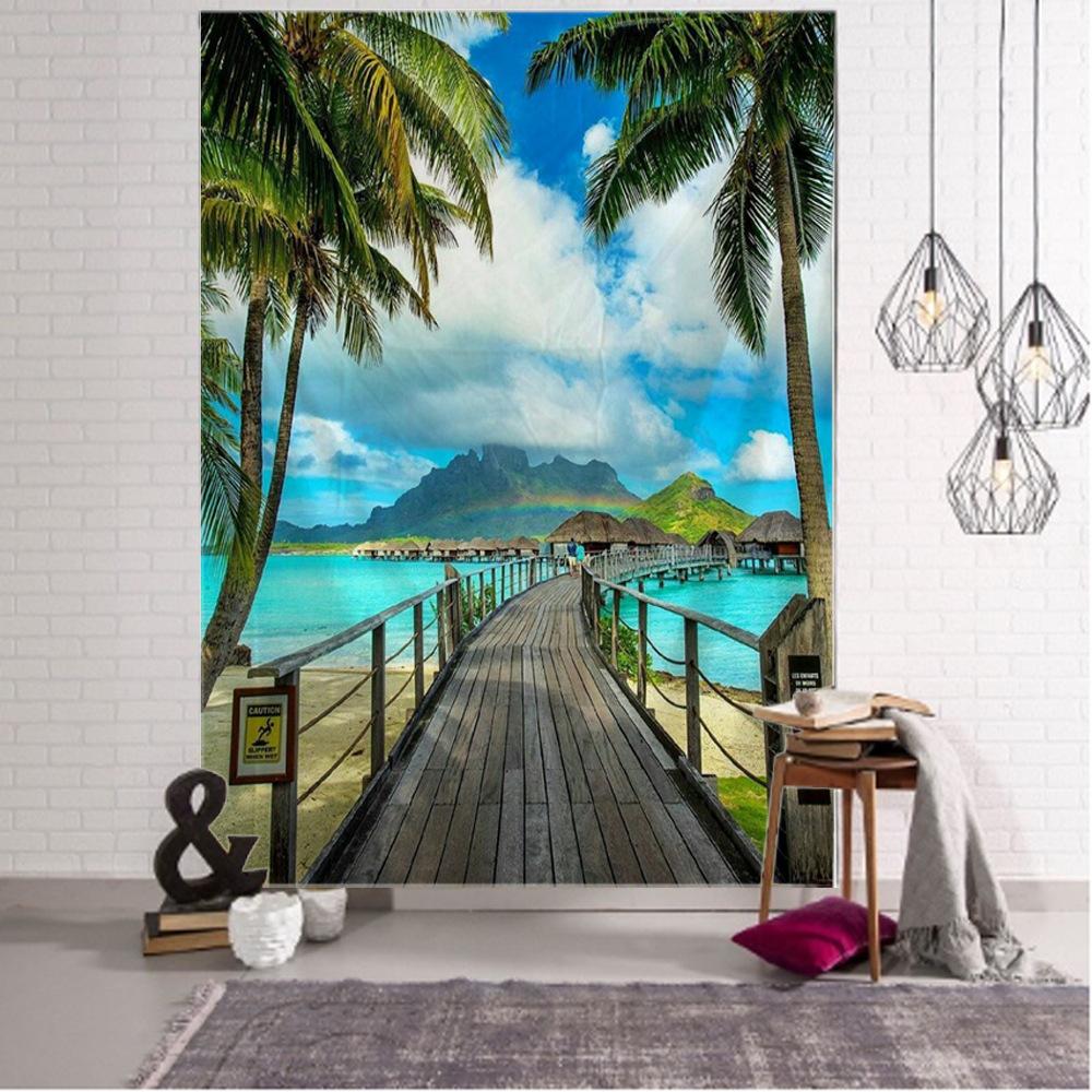 Tapiserie cu peisaj natural Fereastră frumoasă de pădure Peisaj în cascadă Sufragerie Perete pânză Decorare acasă