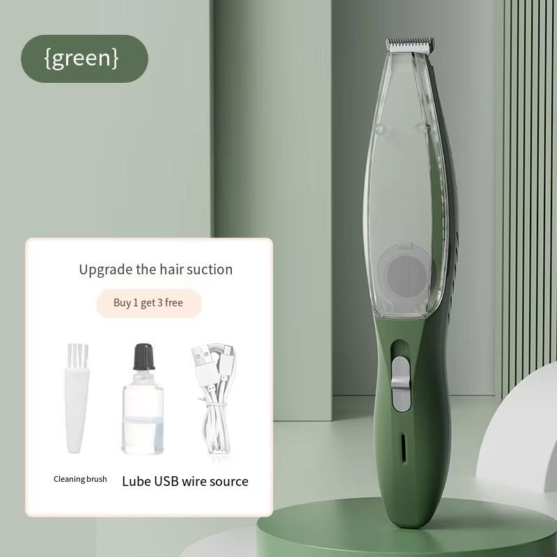 

2-In-1 Hair Suction Pet Shaver, Dog Paw Trimmer, Cat Ear Trimmer, Low Noise, With Suction Electric Dog GroomerRechargeable USB зелёный