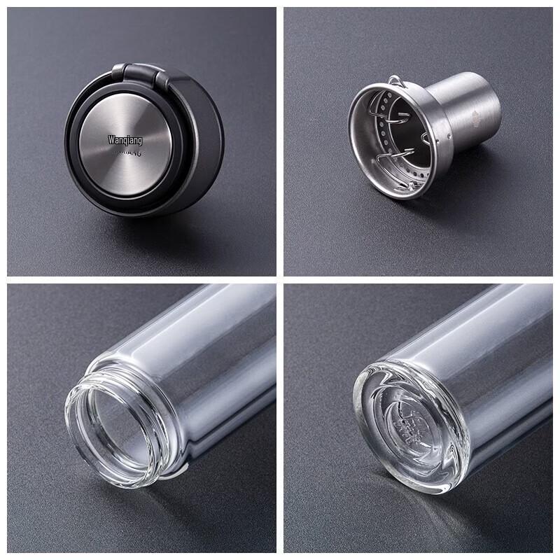 WANXIANG Double-Layer Glass Sports Water Bottle