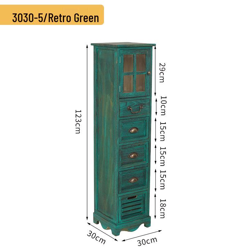 American Solid Wood Narrow Five-Drawer Sideboard and Bedside Cabinet