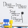Dance As Though No One Is Watching Love Quote Wall Decals Removable Pvc Wall Stickers Home Decor Bed