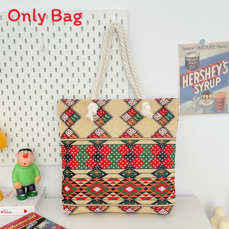Mandala Canvas Shoulder Bag With Embroidery For Daily Use