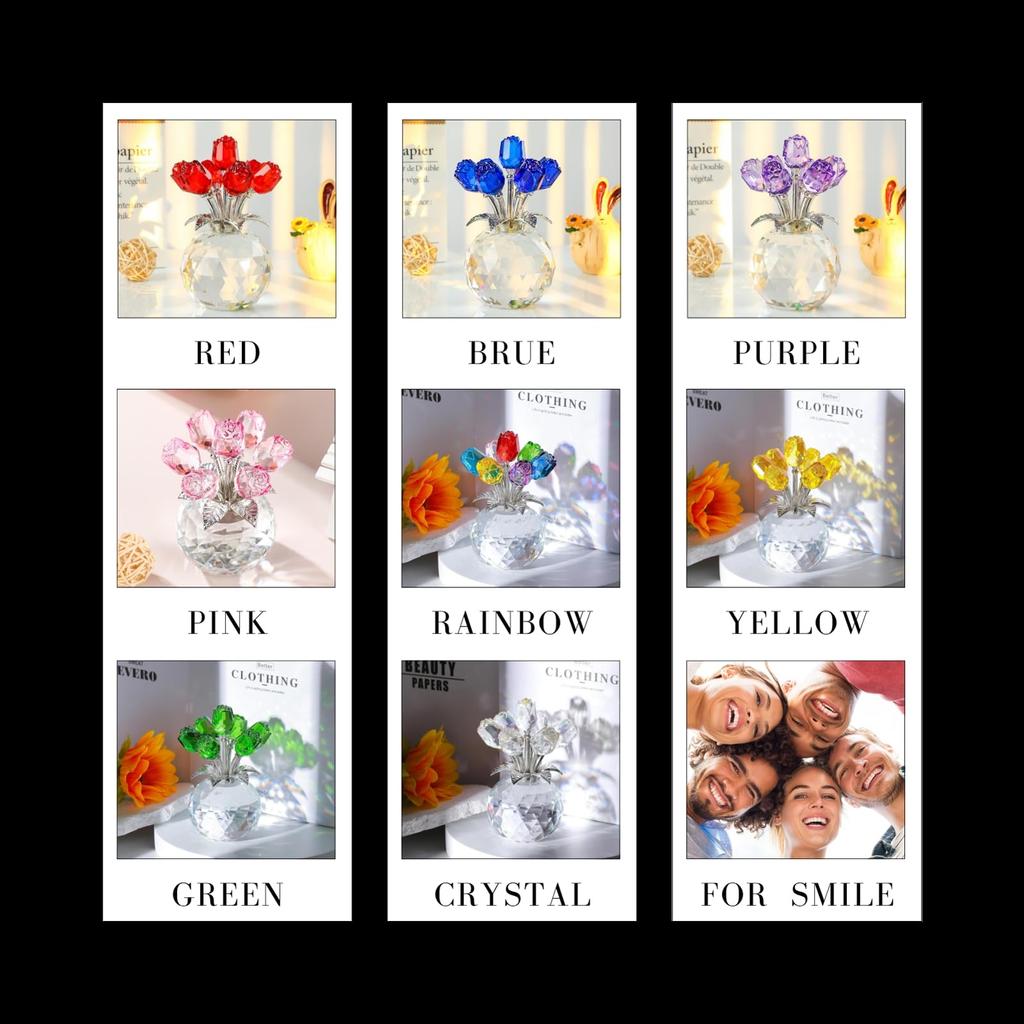 SCGEHA Crystal Rose Never Perfect As a Gift for Made of Available In 8 Colors Figurine, Withers, Longevity, Celebrations, Anniversaries, Mother's Day,