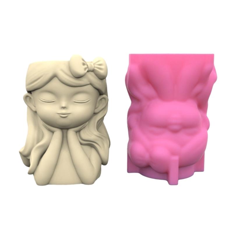

Силіконова форма для горщика Мила Дівчинка-Ангел Форма для квіткового горщика з Тримачем для ручок-крил Форма для смоли Бетонна форма для смоли DIY Ремесло