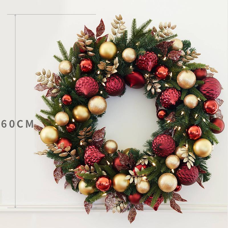 Rattan Christmas Wreath & Tree Set: 50/60/80CM Door Hanging & 2.7M Garland, Perfect for Holiday Window Décor