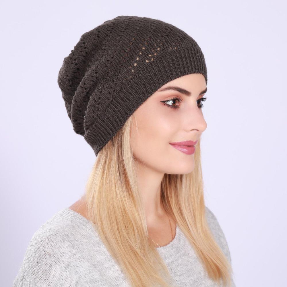 

Winter Spring Fashion Casual Solid Color Soft Knitted Hats Skullies Cap Beanies Hat Hollow Out
