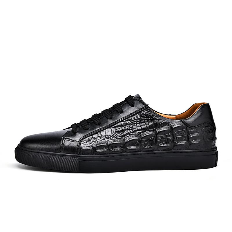 Men's Shoes Summer Business Board Shoes Men's Genuine Leather Crocodile Pattern Casual Shoes European Station Dress Large Size Leather Shoes Men