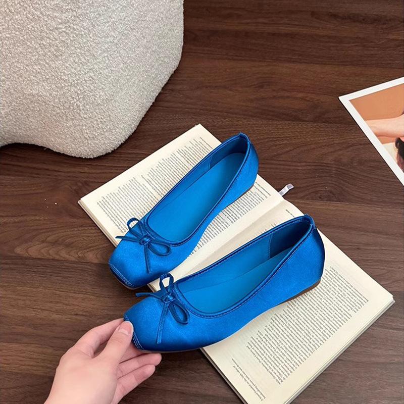 Inner Height Increase 3CM Apricot Gentle Evening Shoes Women's Shoes 2025 New Spring and Summer Red Satin Ballet Shoes