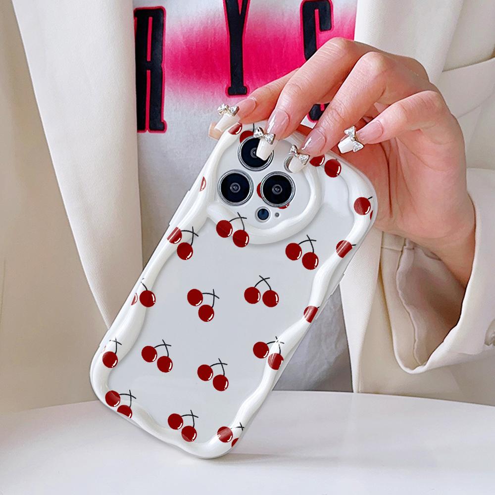 Cartoon Pattern Cream Texture Casing Wavy Edge Soft Silicone Cover Phone Case for IPhone Samsung Huawei Honor Xiaomi Redmi Infinix Tecno