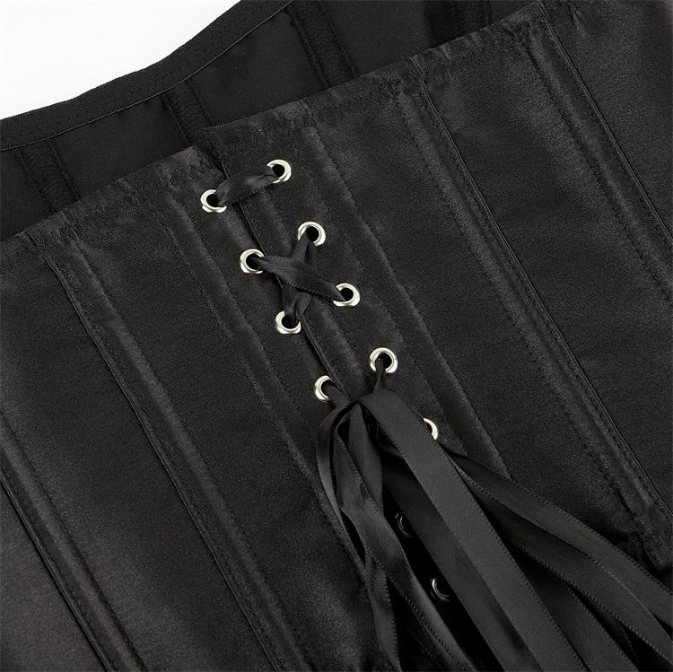 JYL TS Black Ding Summer Women's Retro Palace Style Waist Wrapped Zipper Chest Wrapped with Bone Shaped Clothing
