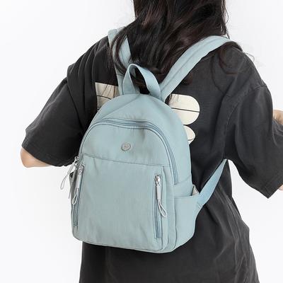 Solid Color Women's Backpack Lightweight Commuter Backpack Student Nylon Schoolbag