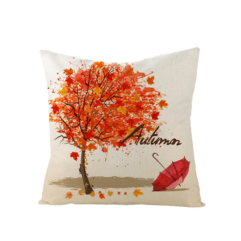

Thanksgiving Pillow Cover Maple Leaf Sunflower Polyester Cushion Cover Sofa Cushion Home Furnishings 45 * 45Cm (excluding pillow core)