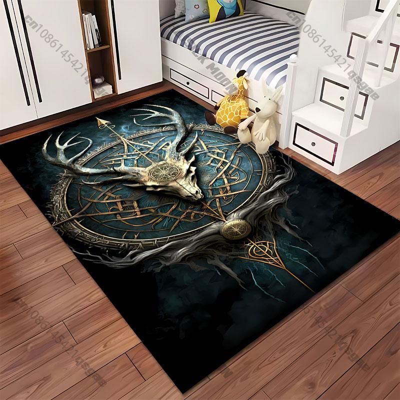 Mystical Antlers Symbolism Intricate Design Carpet Yoga Living Room Room Decor Children's Crawling Mat Doormat Area Rug