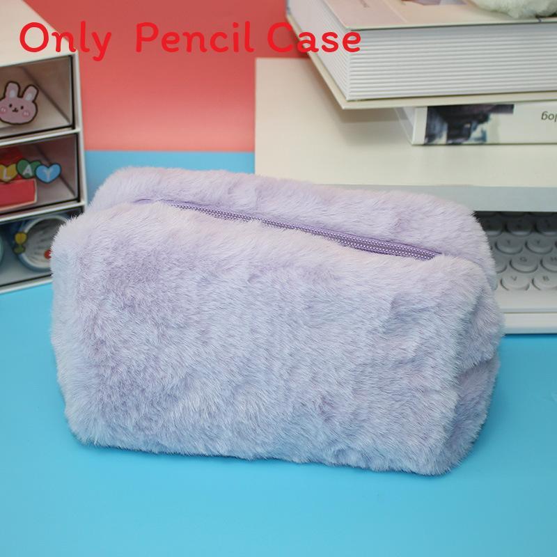 Macaron Plush Pencil Case With Hand Strap For School And Travel Use