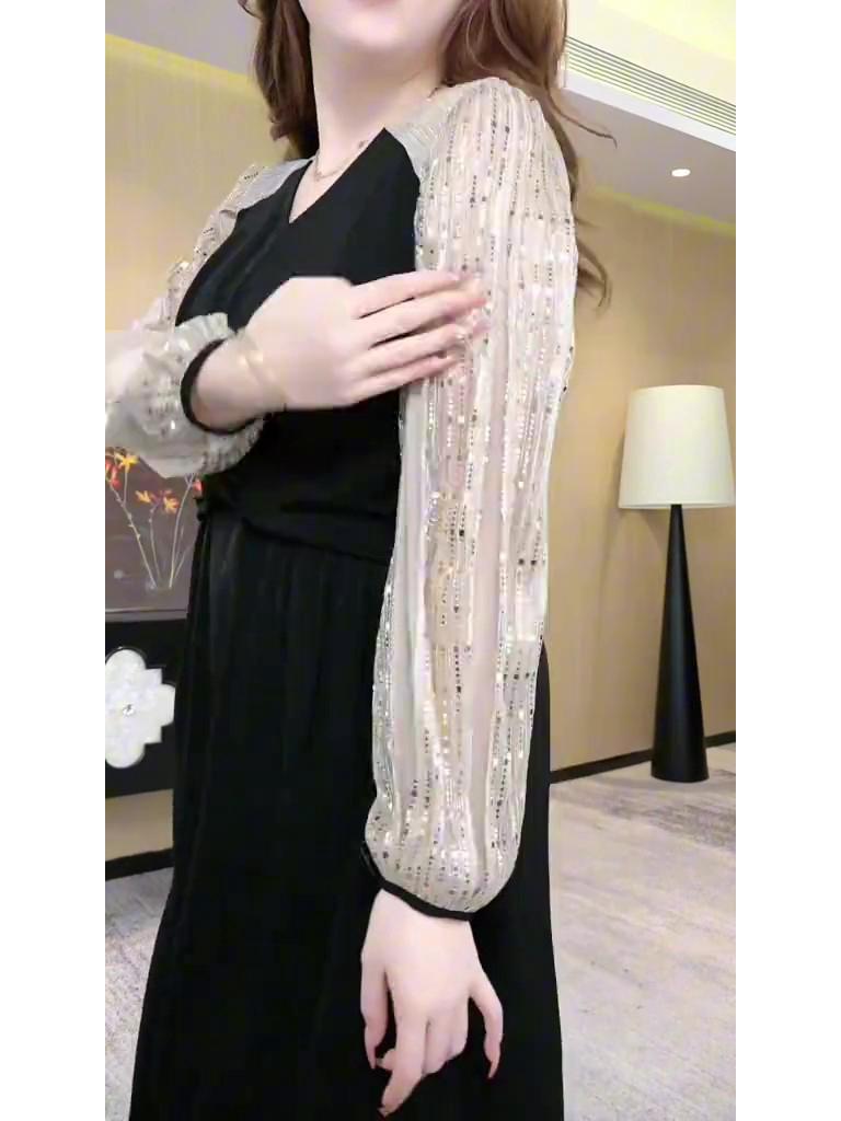 Vestido Lantejoulas Celebridade Primavera Tamanho Grande Emagrecimento - Moda Feminina de Luxo