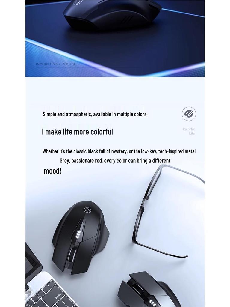Inphic F1S Rechargeable Silent Bluetooth Wireless Mouse for Laptops