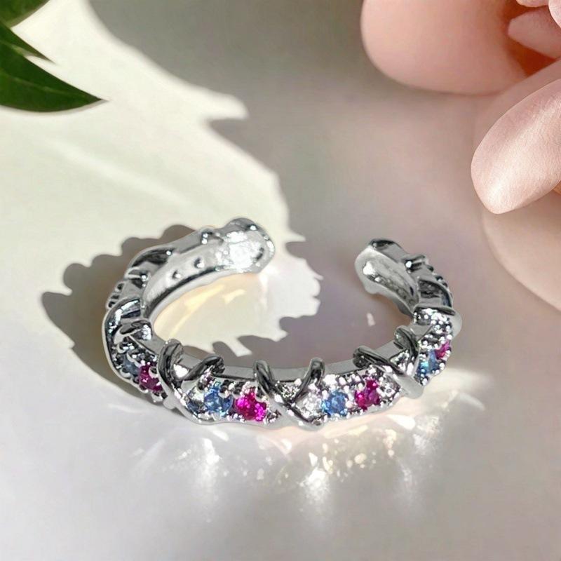 [Ocean World] Blue Fish Conch Enamel Oil Drop Y2K Zir*****Pen Ring Personality Niche Ring Female